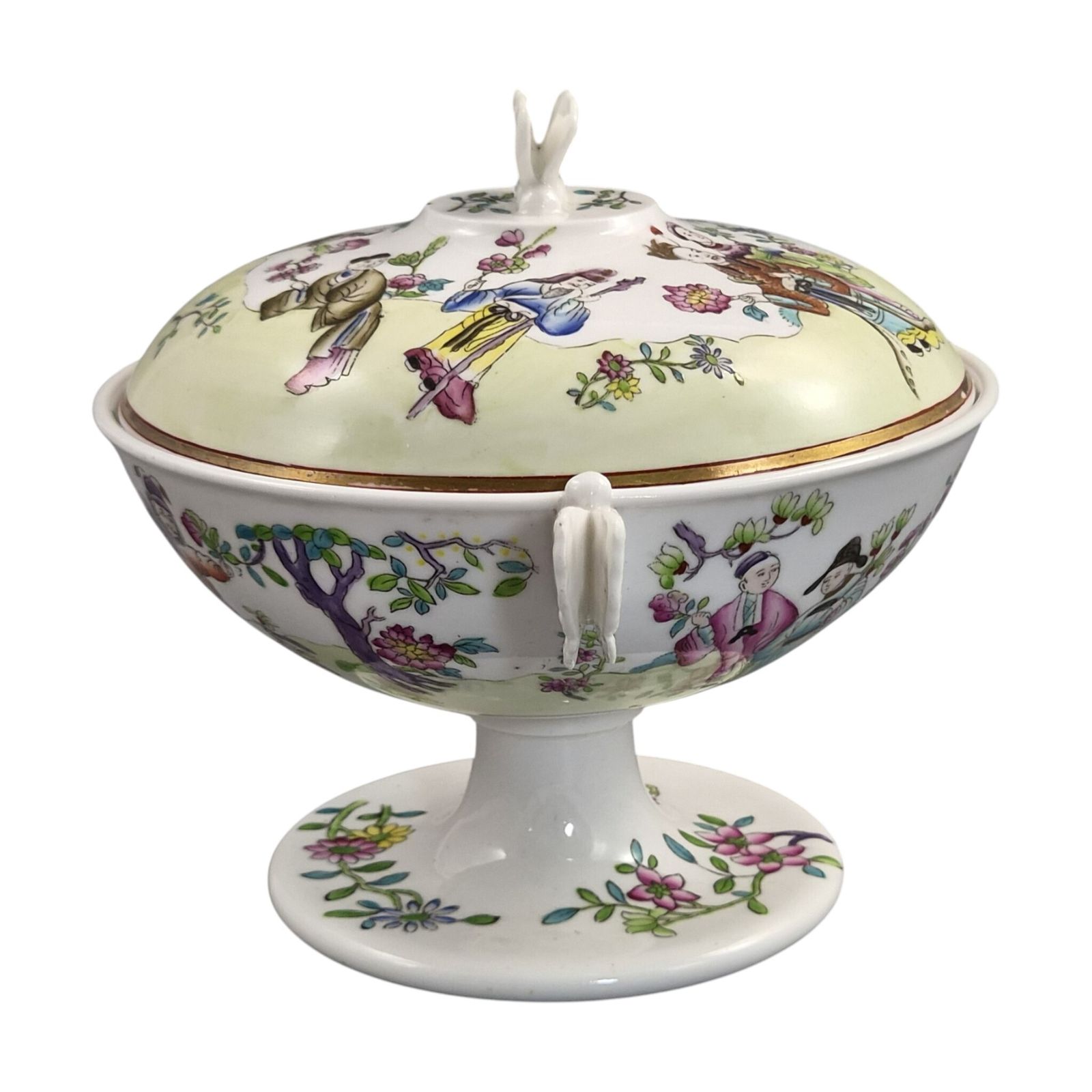 Zeldzame Spode Felspar Porcelain schaal op voetstuk met vlinderhengsel, ca. 1821 photo Woonaccessoires