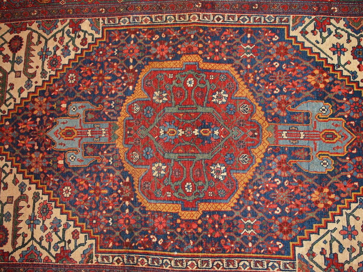 Handgemaakt antiek tapijt 149 cm x 225 cm, jaren 1880, wol photo vintage