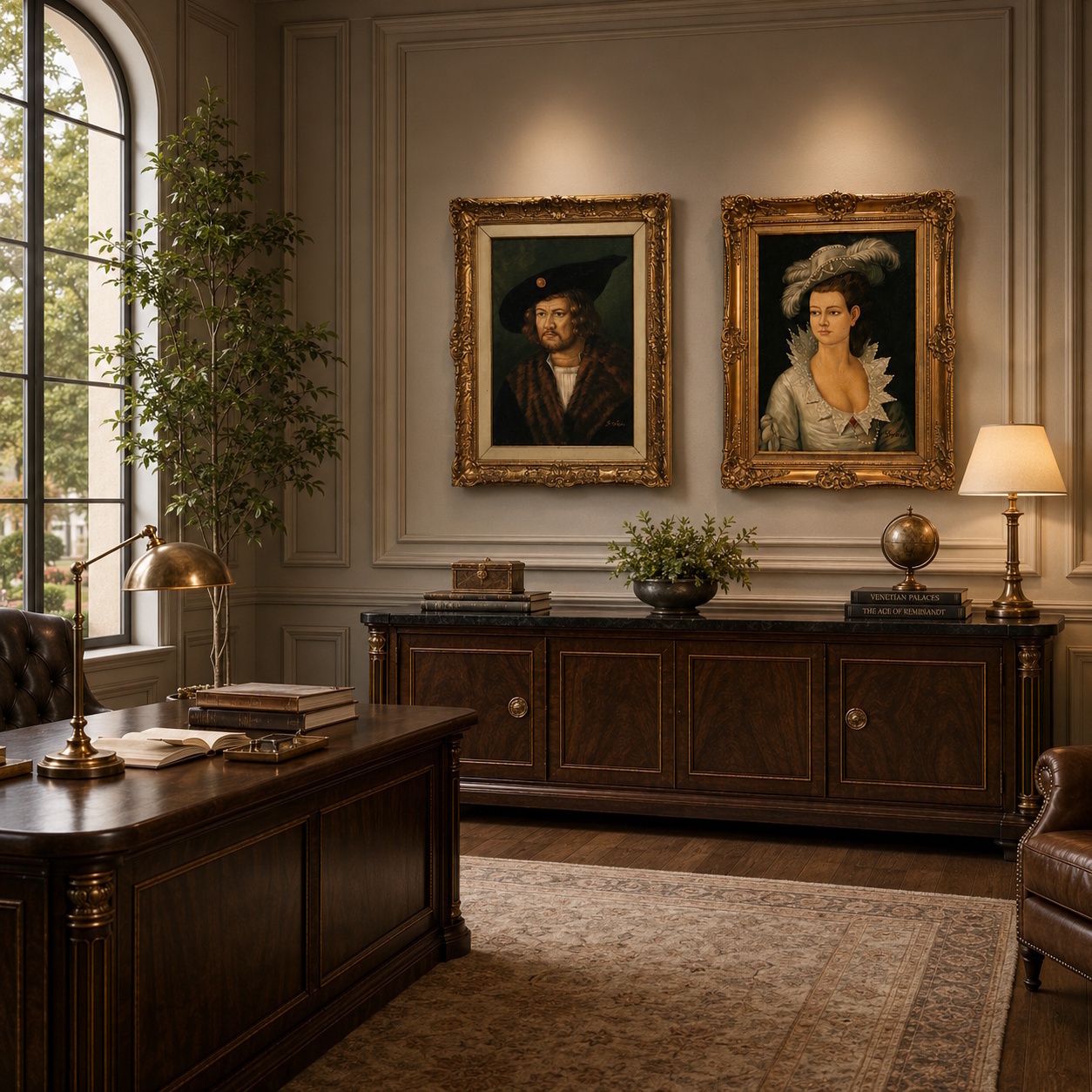 Paire de portraits à l'huile historiques, fin XIXe - début XXe siècle, signés Stefan photo furniture