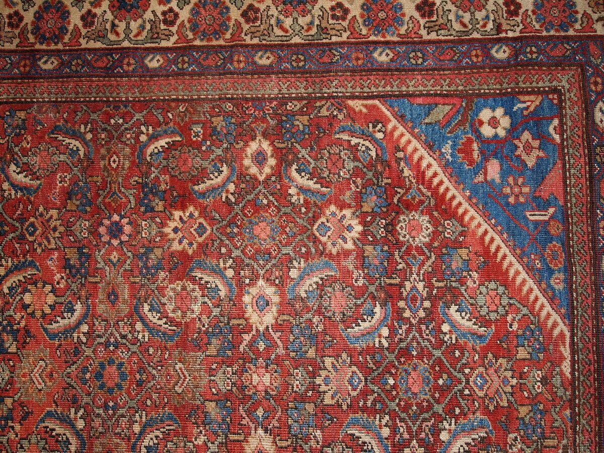 Tapis oriental fait main, 274 cm x 359 cm, laine, vers 1900, rouge, bleu, crème photo vinterior