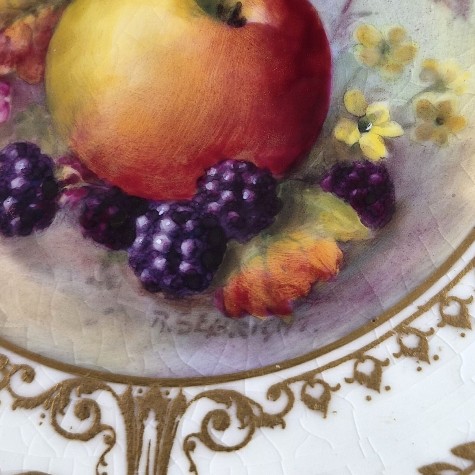 Royal Worcester Richard Sebright Geschilderd Fruitbord, Engeland, 1935 photo furniture