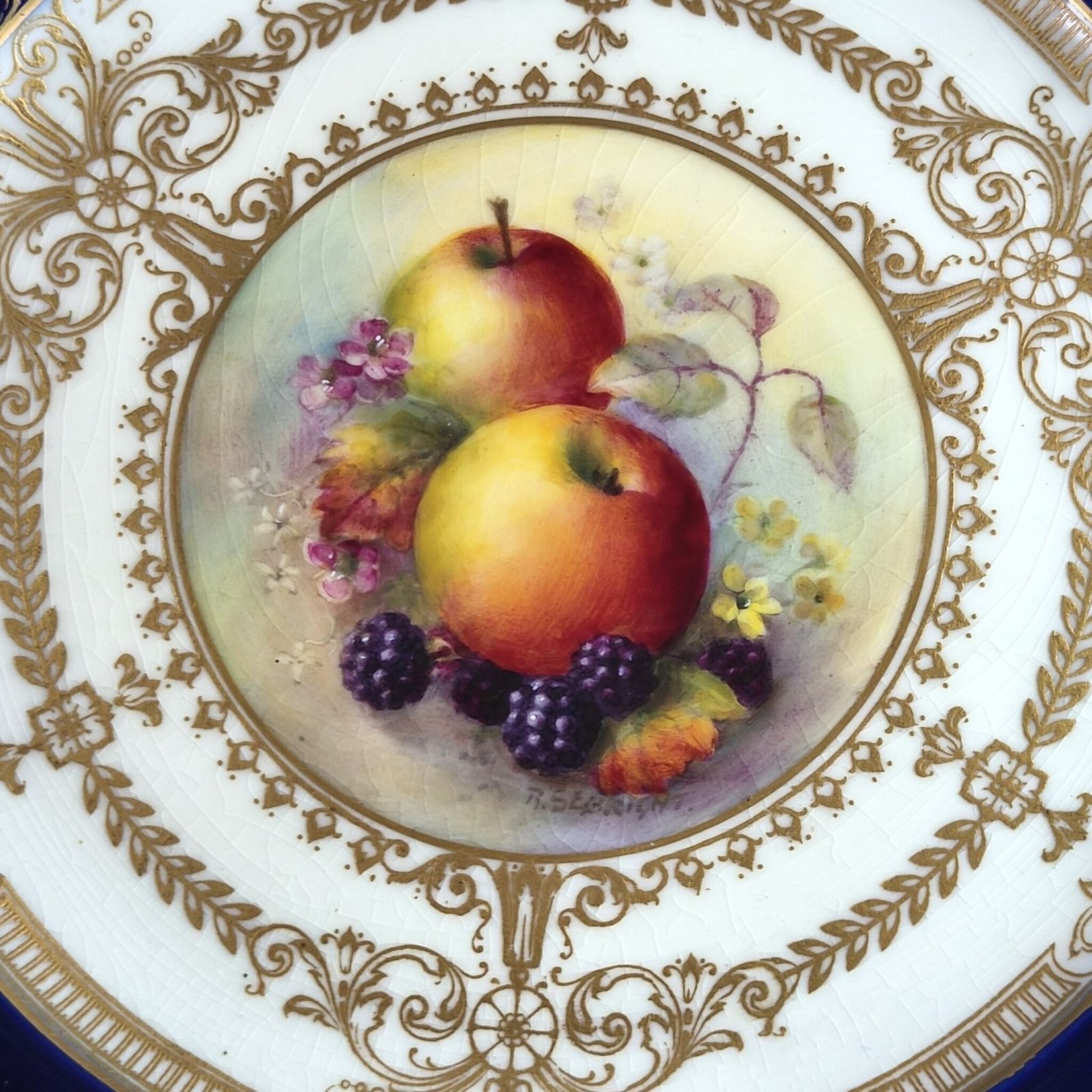 Royal Worcester Richard Sebright Geschilderd Fruitbord, Engeland, 1935 photo for sale