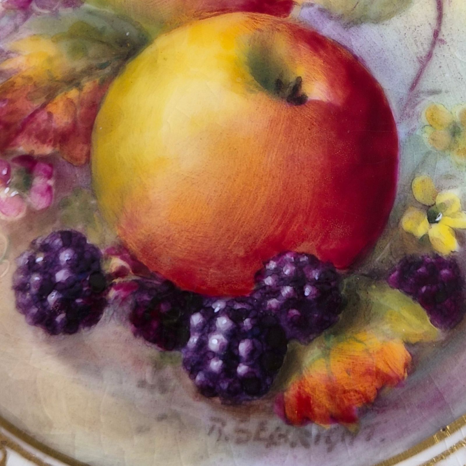 Woonaccessoires Royal Worcester Richard Sebright Geschilderd Fruitbord, Engeland, 1935 photo