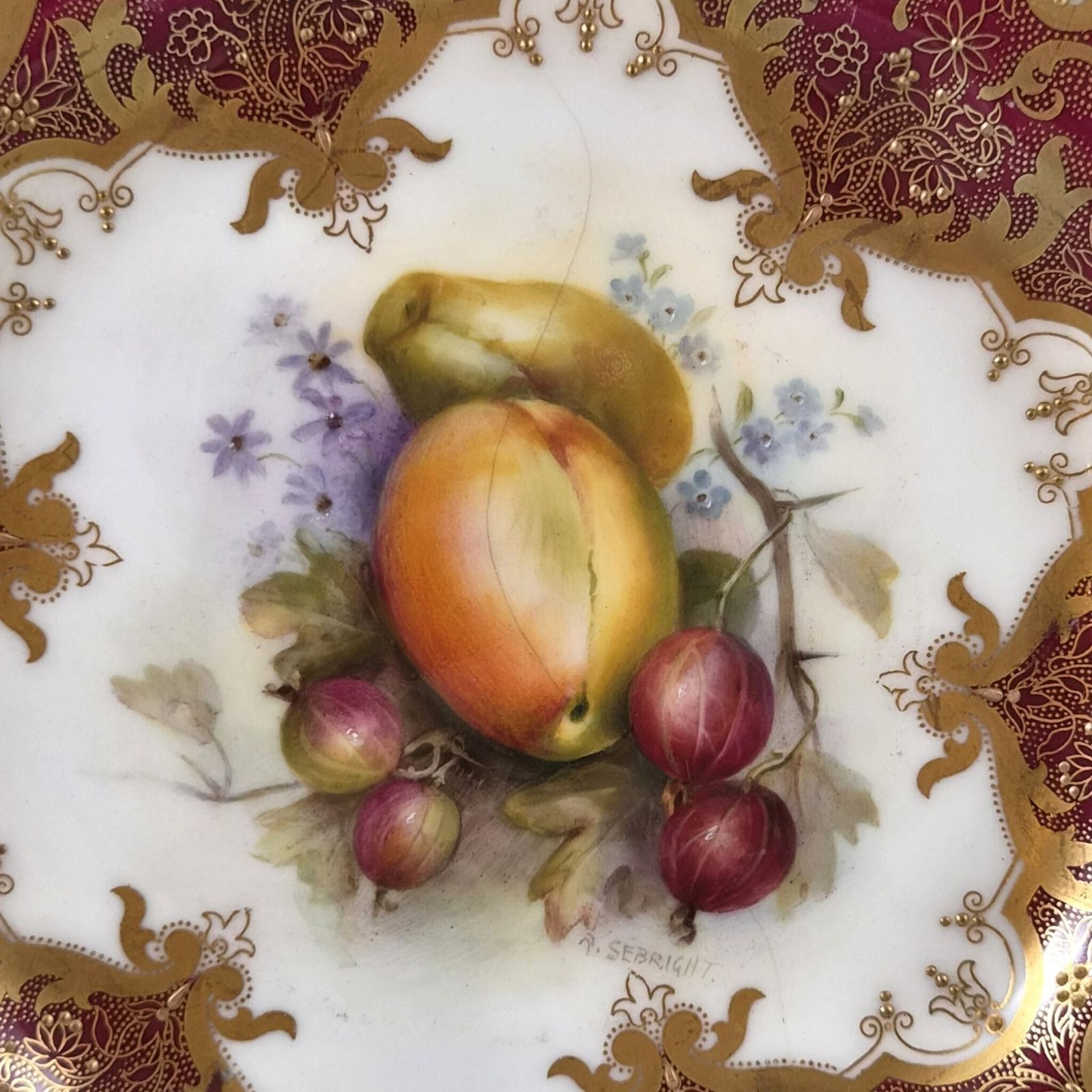 Royal Worcester Richard Sebright Painted Fruit Plate, 1918 photo furniture