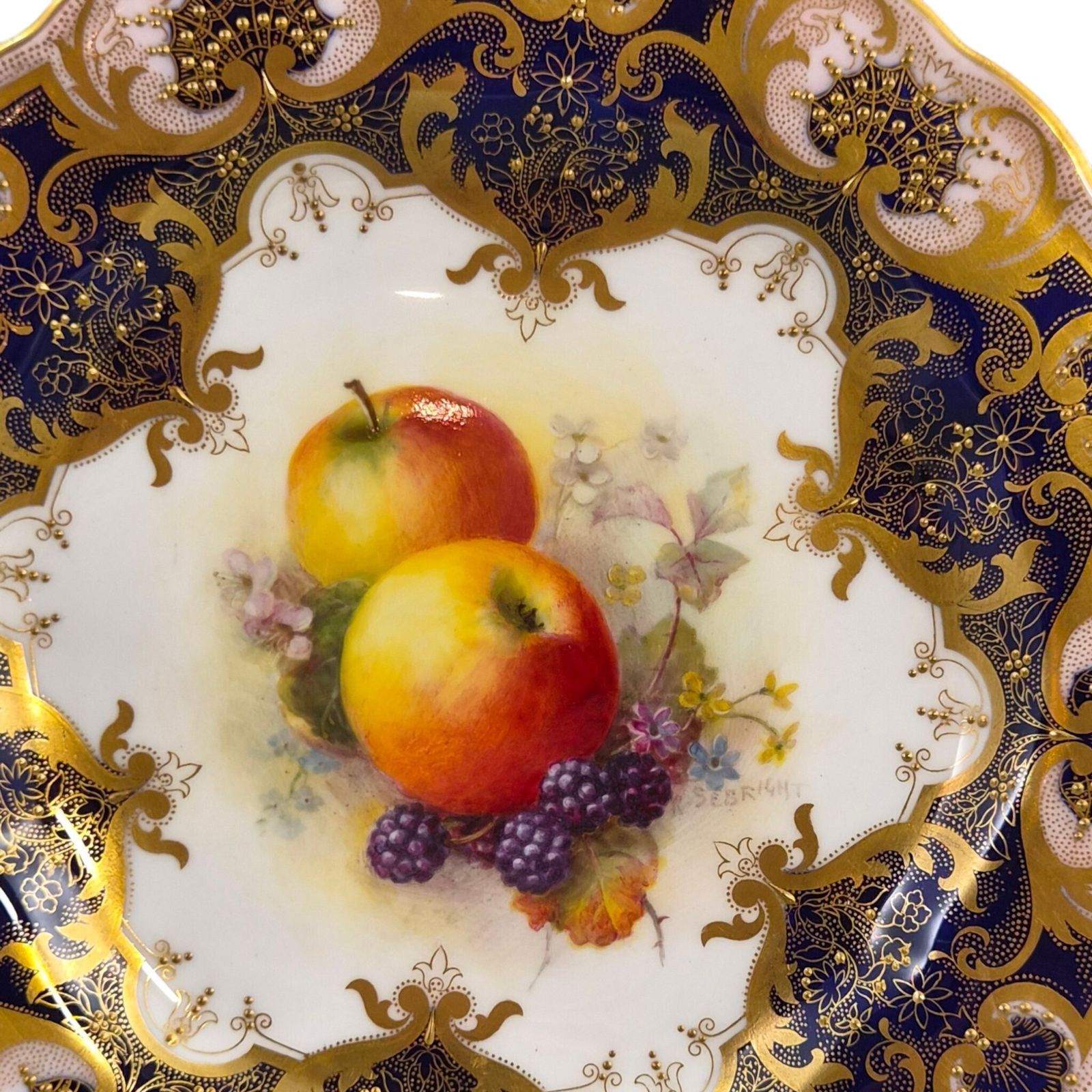 Royal Worcester Richard Sebright Gesigneerd Geschilderd Fruitbord, 1937 photo for sale