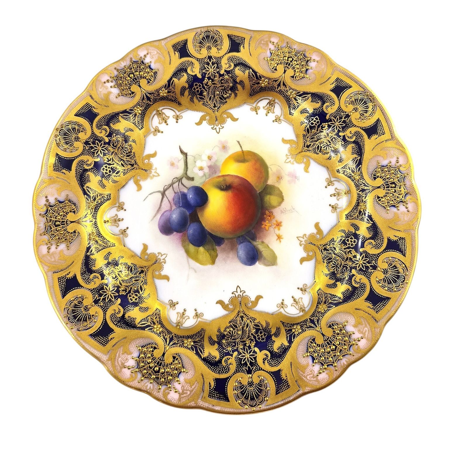 photo for sale Royal Worcester Albert Shuck Gesigneerd Handgeschilderd Fruitbord, 1918