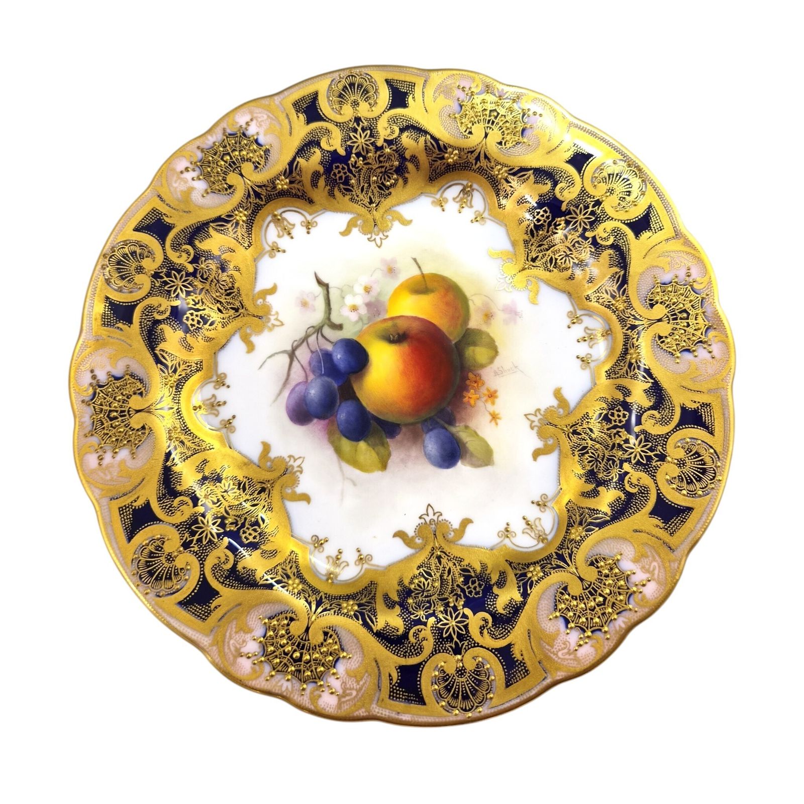 Royal Worcester Albert Shuck Gesigneerd Handgeschilderd Fruitbord, 1918