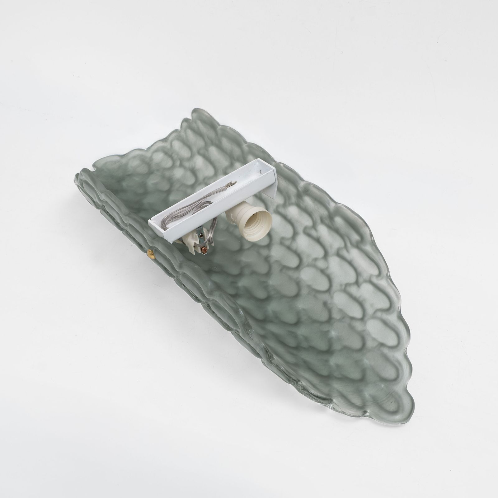 Paar aquagroen Murano glazen wandlampen met reliëfdecor photo buy