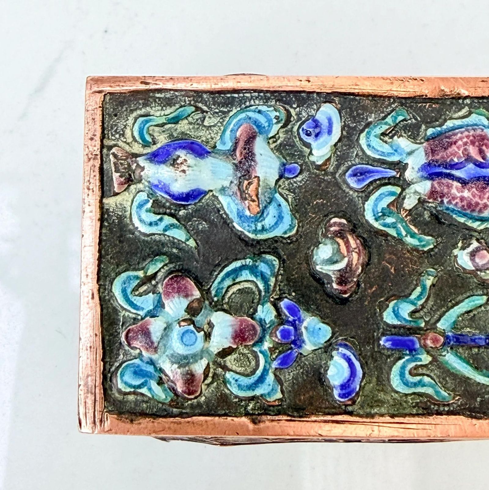photo furniture Antique Chinese Cloisonné Match Safe Enamel Holder Early 1900s