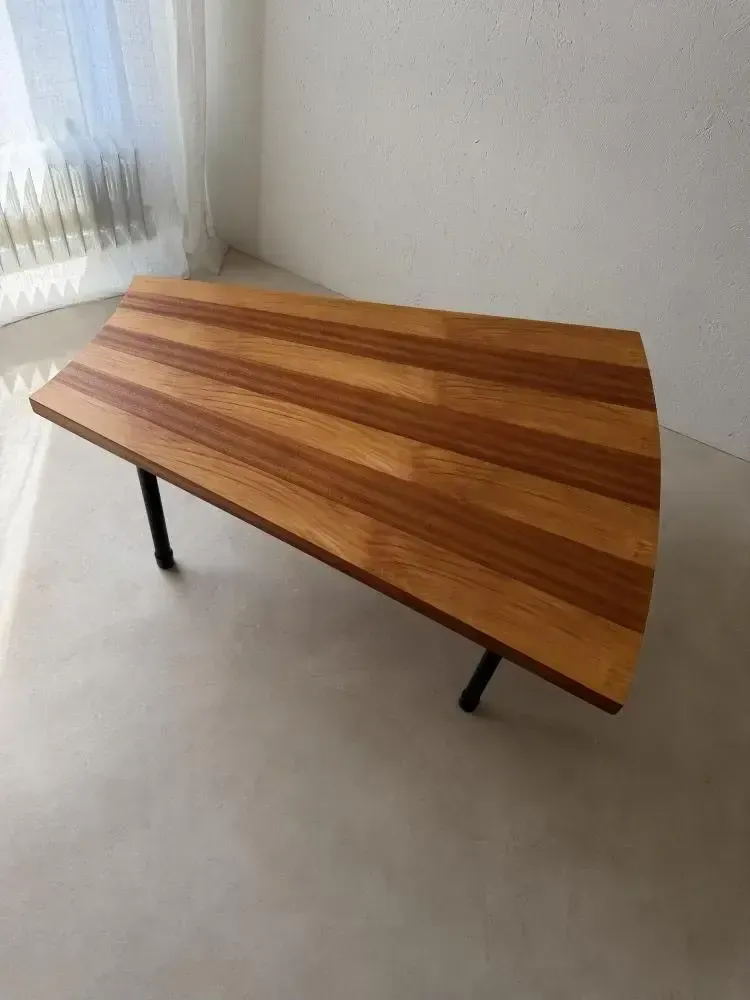 photo vinterior Fan Shaped Coffee Table With Inlaid Wood, 1950s