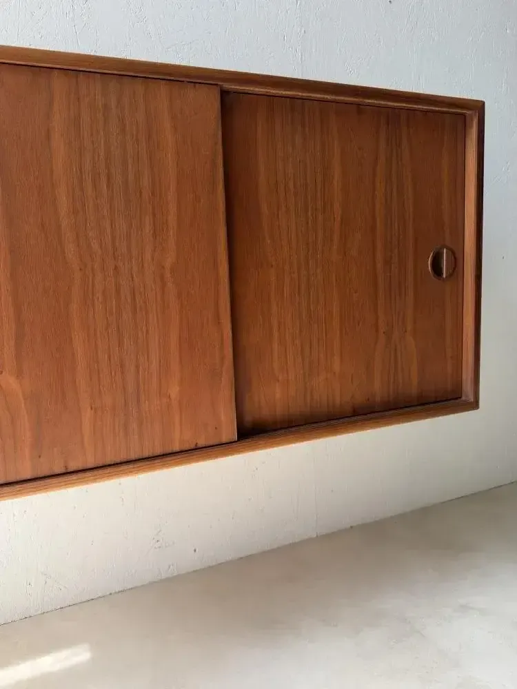 Danish Teak Wall Sideboard By Hg Furniture, 1960s photo vintage