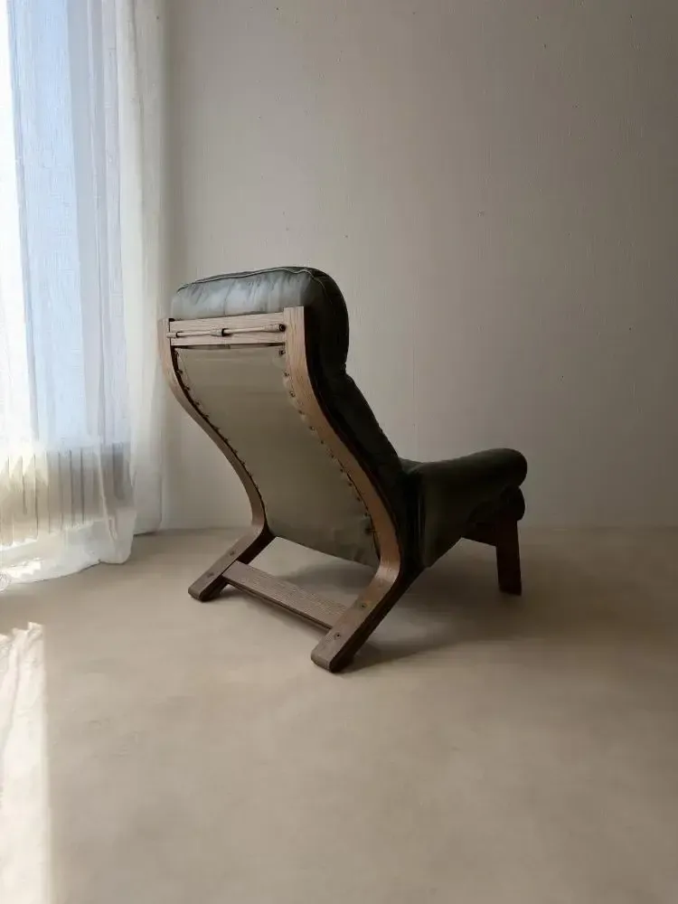 photo for sale Rybo Rykken Fauteuil door Solheim in Groen Leer