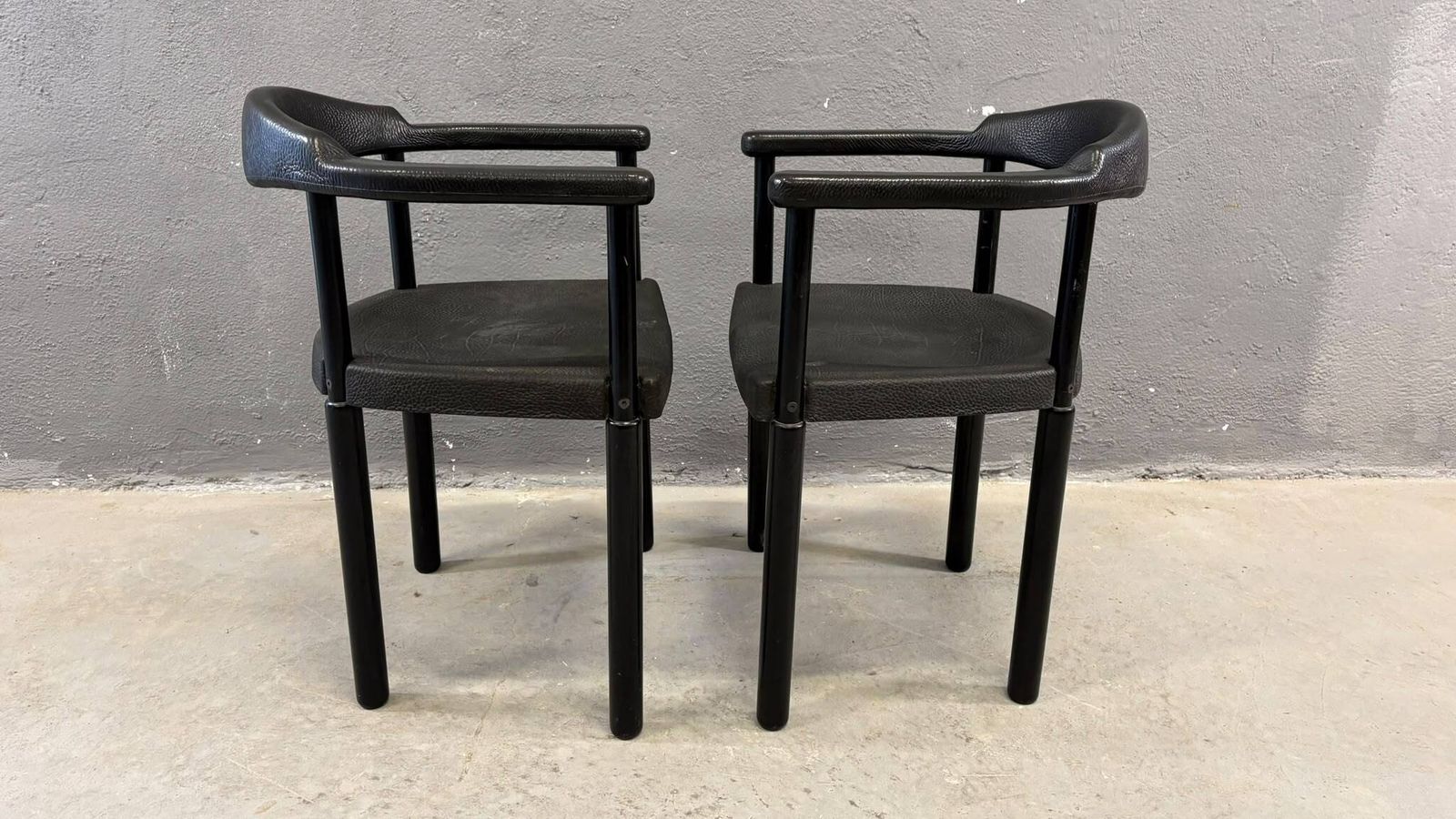 Pair Of Black Postmodern Armchairs, Molded Plastic, 1980s, Europe photo buy