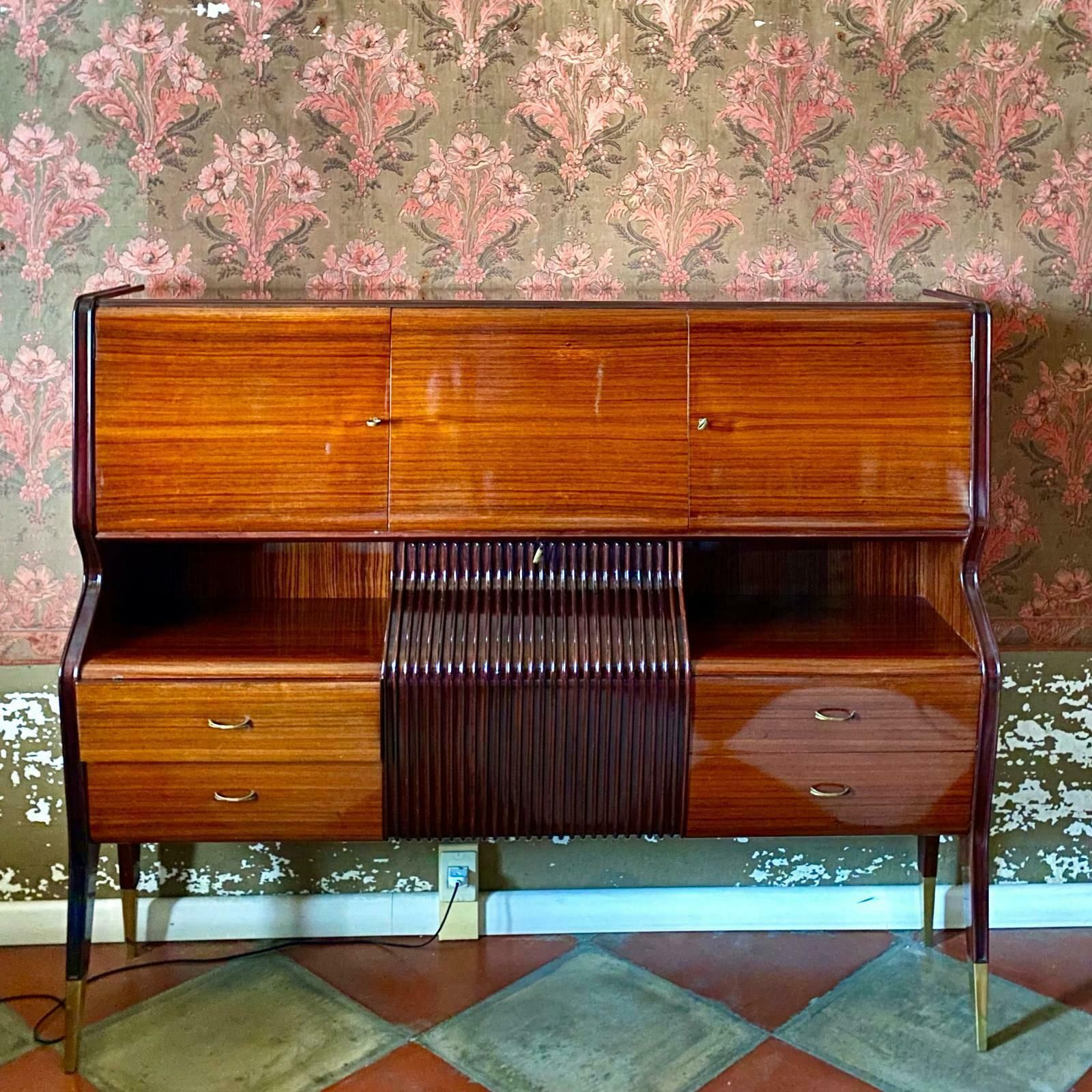 Mid Century Modern Italian Bar Cabinet, Osvaldo Borsani 1950s photo for sale