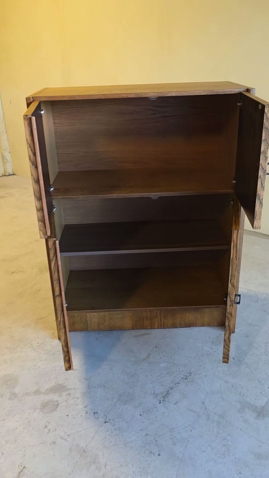 Furniture Brutalist Oak Cabinet With Patterned Doors, 1970s photo