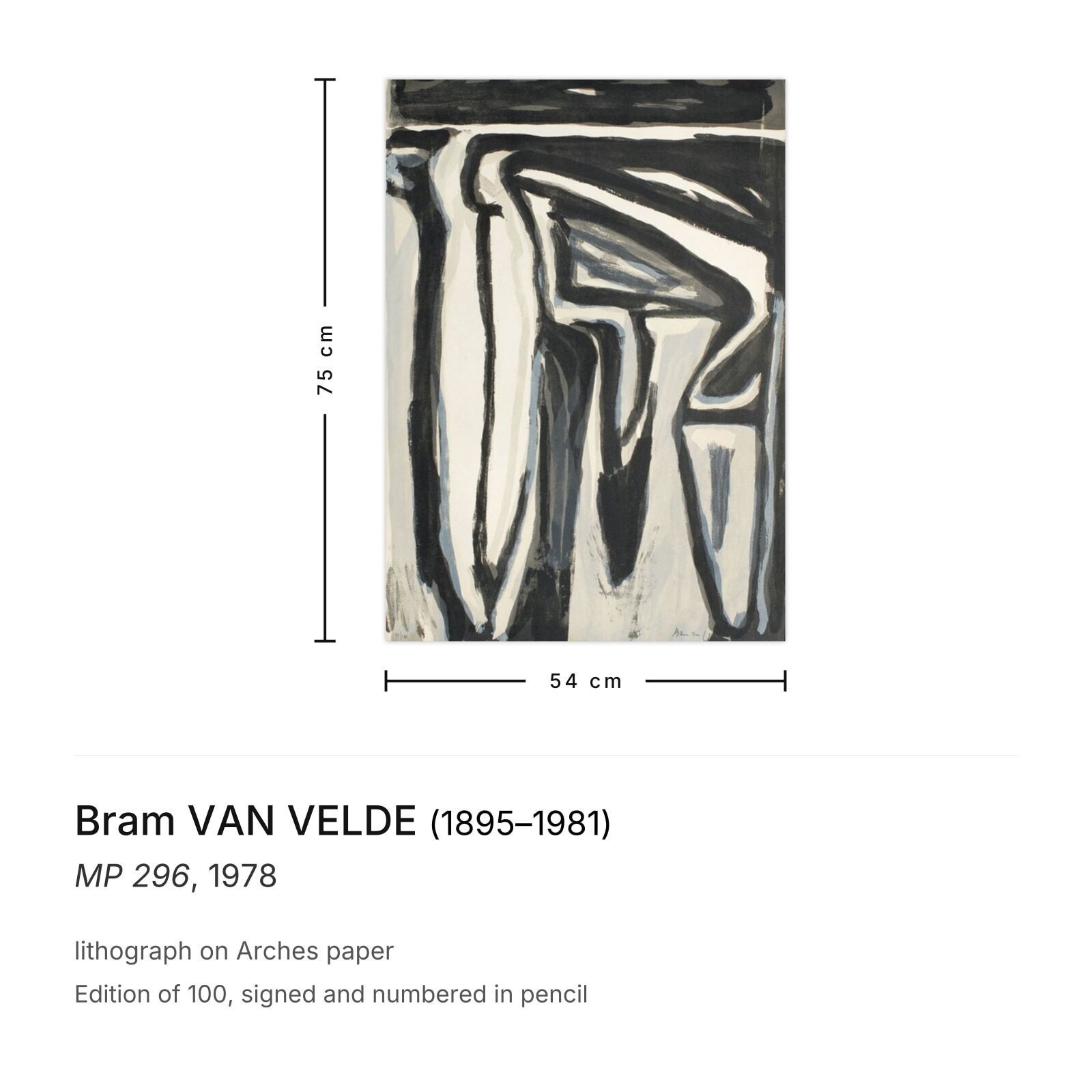 Bram Van Velde Gesigneerde Lithografie Mp 296 1978 photo furniture