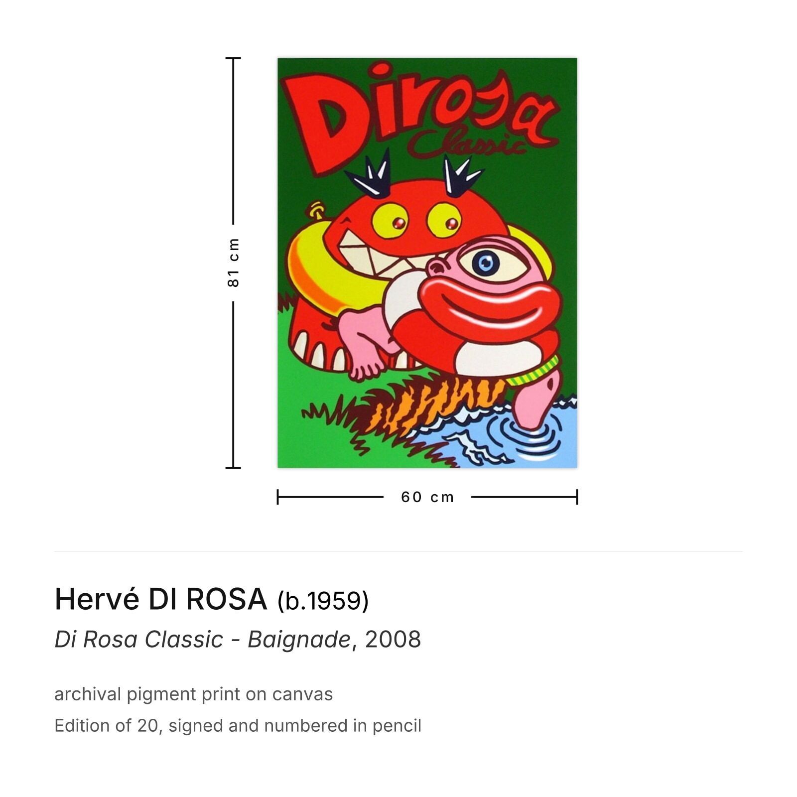Hervé Di Rosa Signed Archival Pigment Print Di Rosa Classic   Baignade 2008 photo furniture
