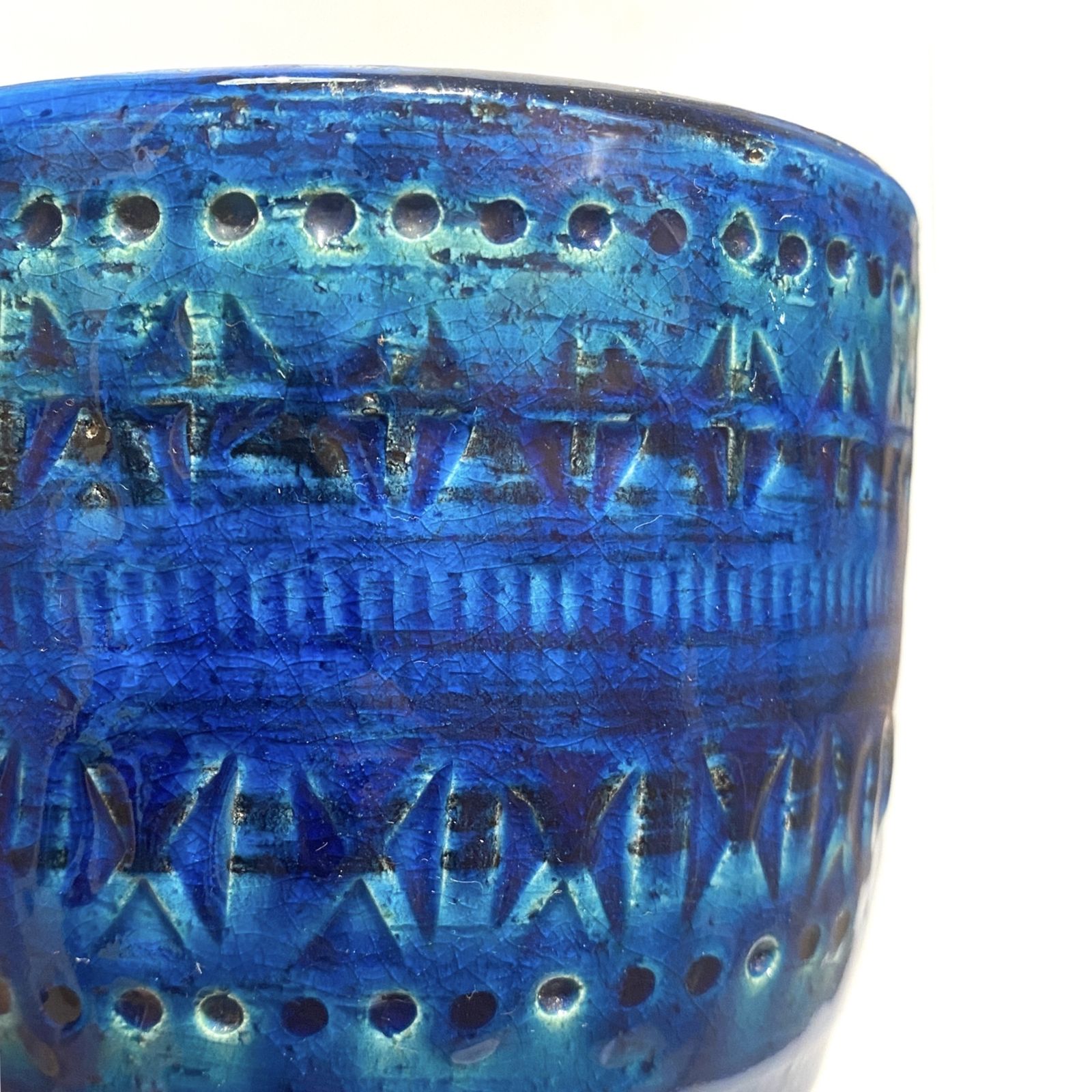 Bitossi Rimini Blu Planter By Aldo Londi, Mid Century Modern Italian Blue Pottery photo Home Decor
