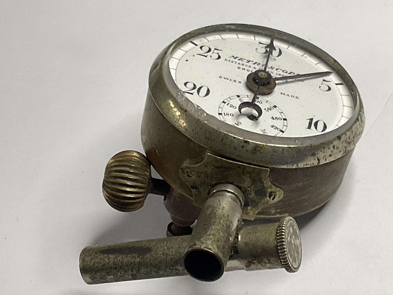 Antiek Metroscope afstands- en snelheidsindicator, ca. 1905, vroeg automobilia. photo furniture