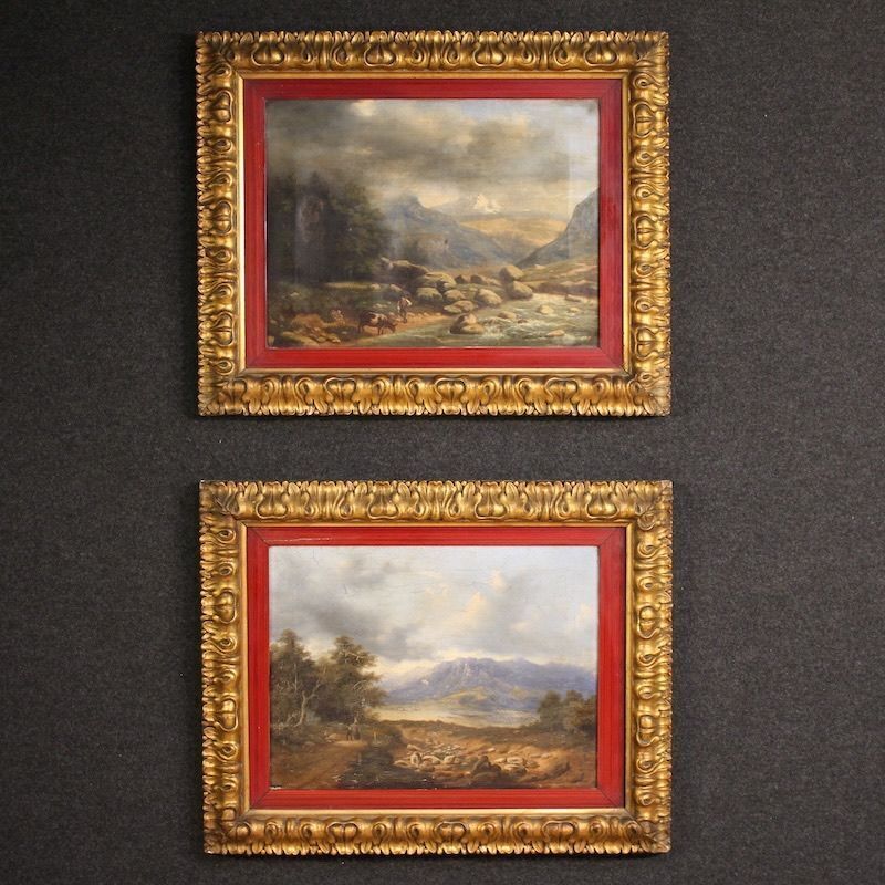 Italian Landscape With Wayfarers, Oil On Canvas Dated 1845 photo furniture