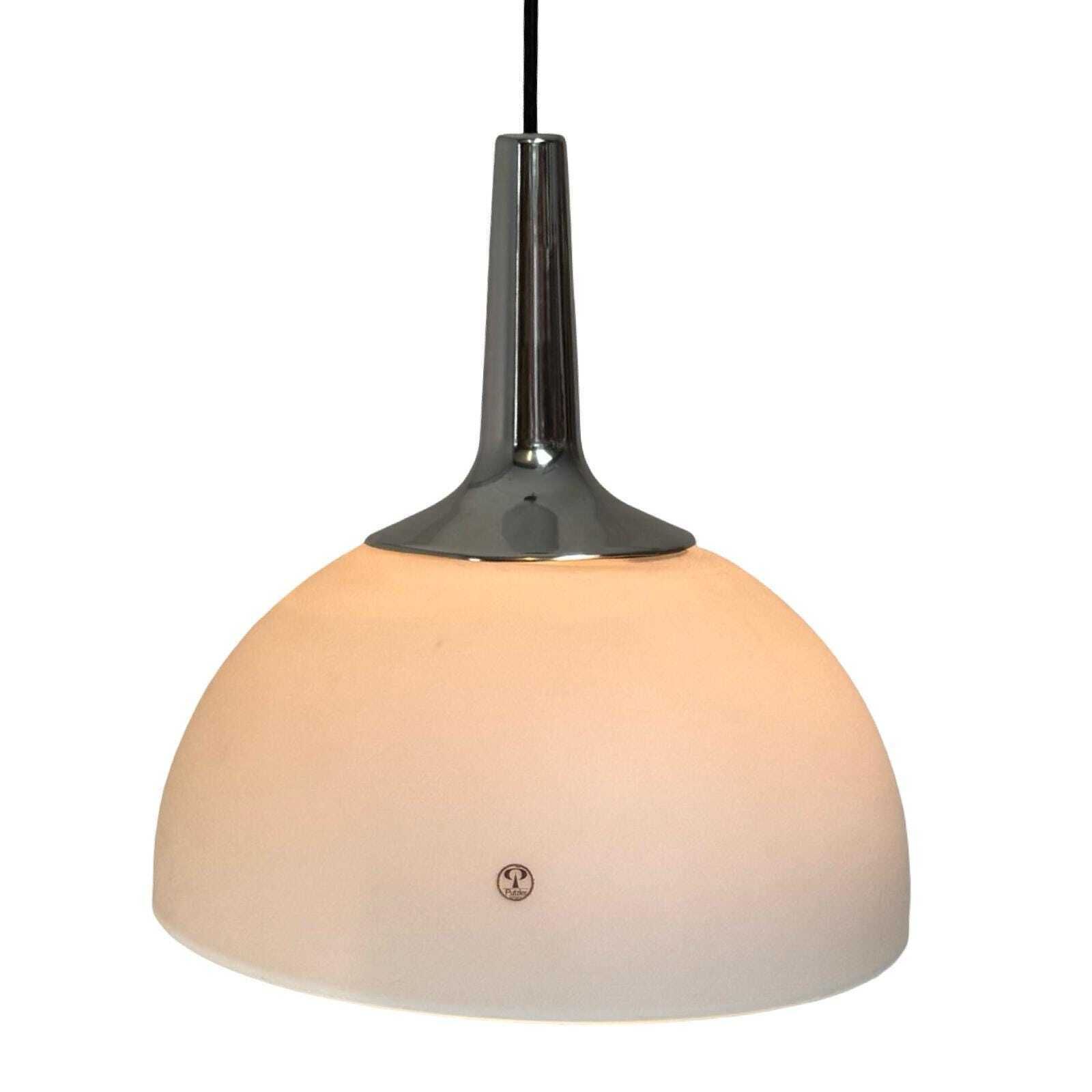 Peill & Putzler  Vintage Pendant Lamp, Frosted Glass  Approx. 1980's  Original And Marked  Germany. photo vinterior