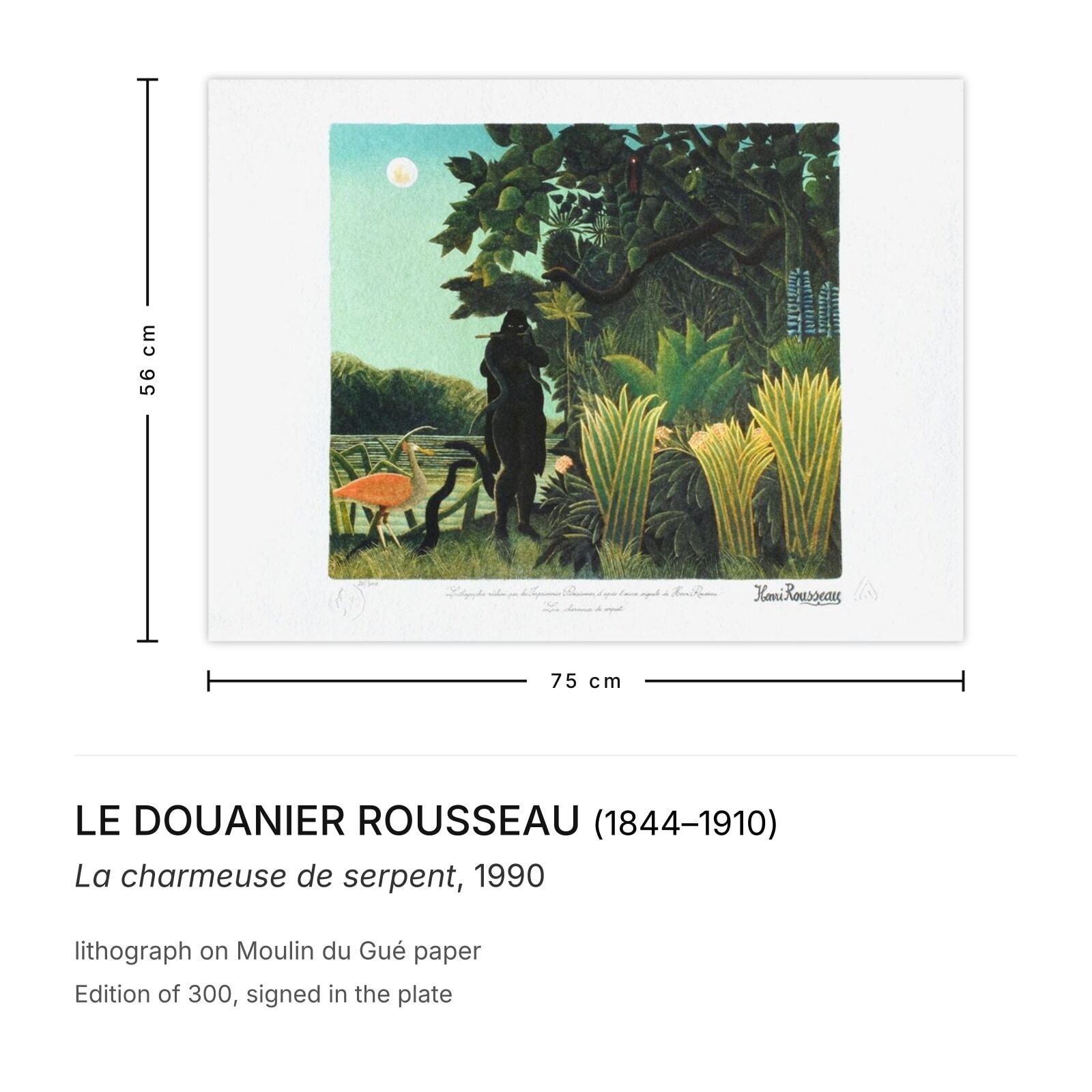 Le Douanier Rousseau Lithografie La Charmeuse De Serpent 1990 photo furniture