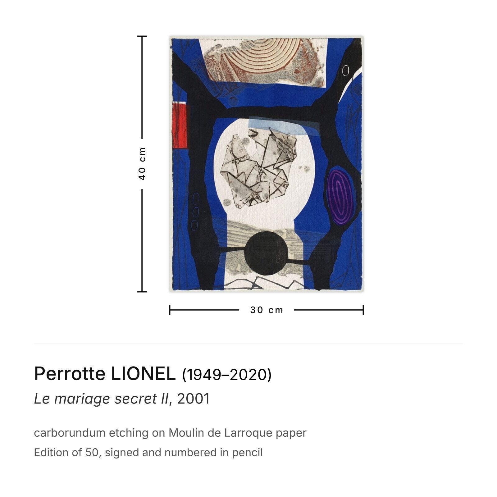 Perrotte Lionel Gesigneerde Carborundum Ets Le Mariage Secret II 2001 photo furniture
