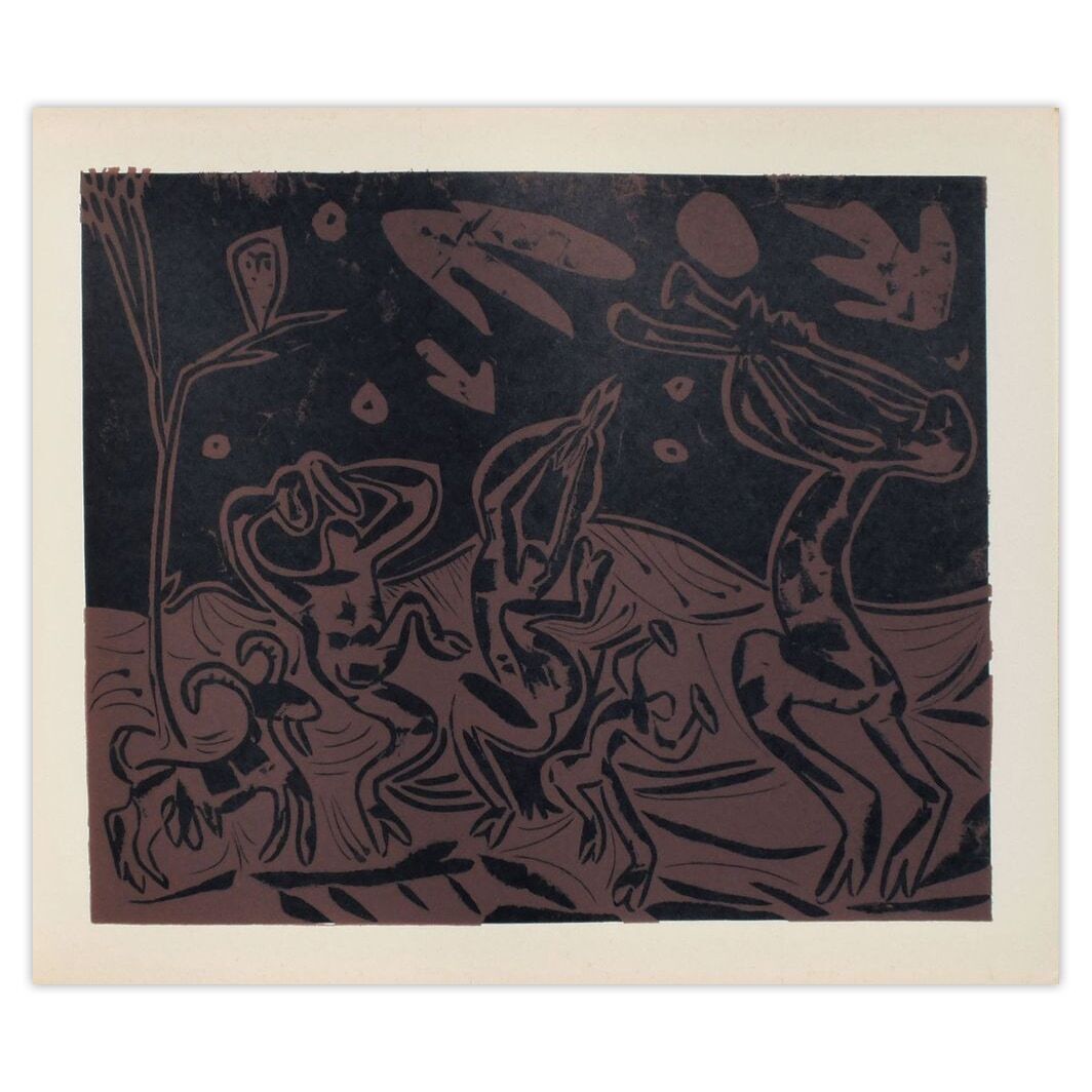 Pablo Picasso Linocut Lc Les Danseurs Au Hibou 1962