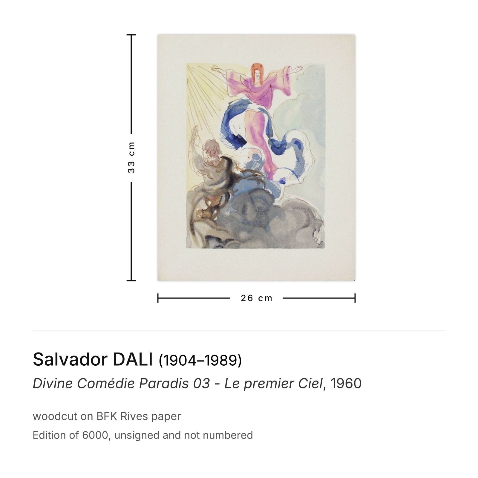 Salvador Dali Woodcut Divine Comédie Paradis 03   Le Premier Ciel 1960 photo furniture