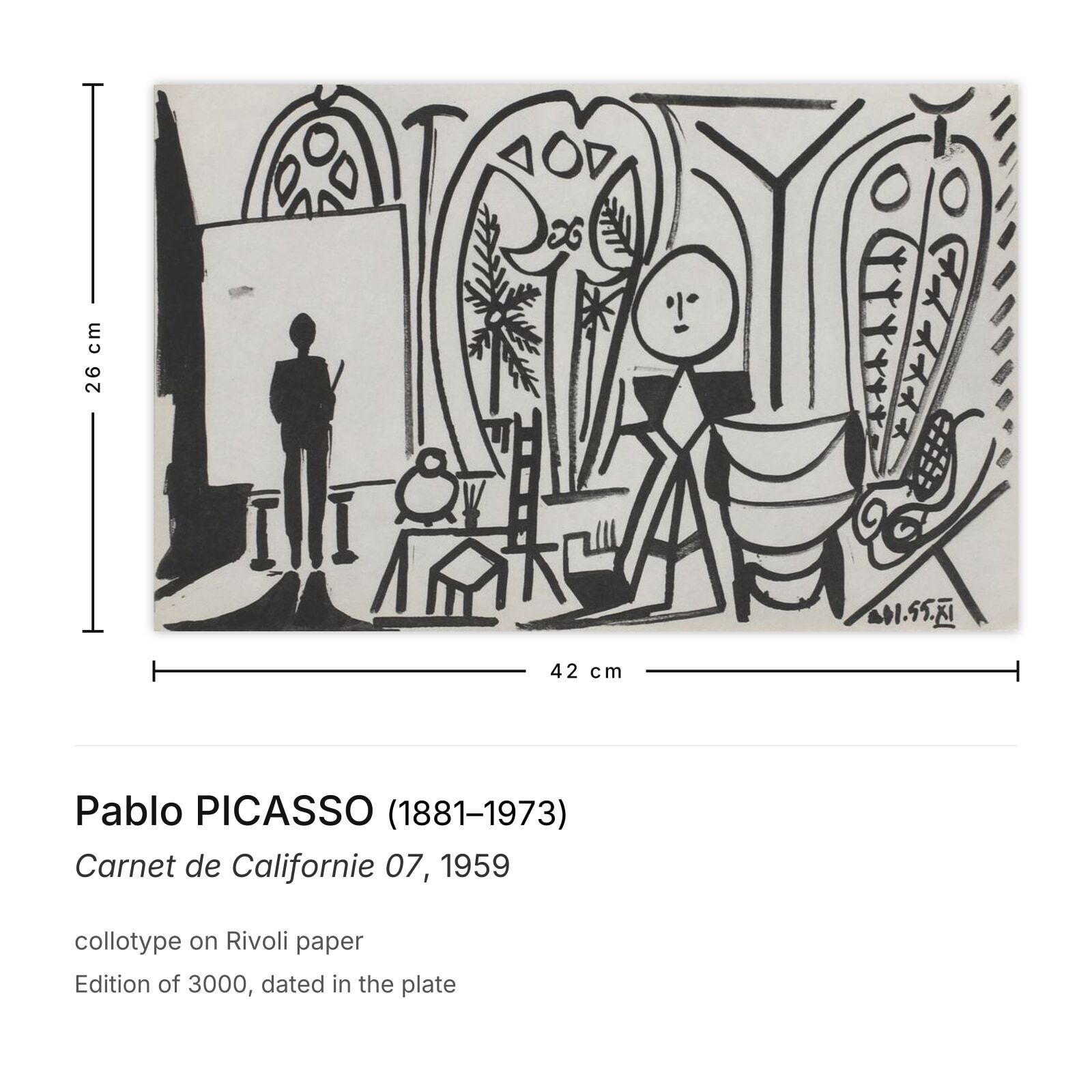 Pablo Picasso Collotype Carnet De Californie 07 1959 photo furniture