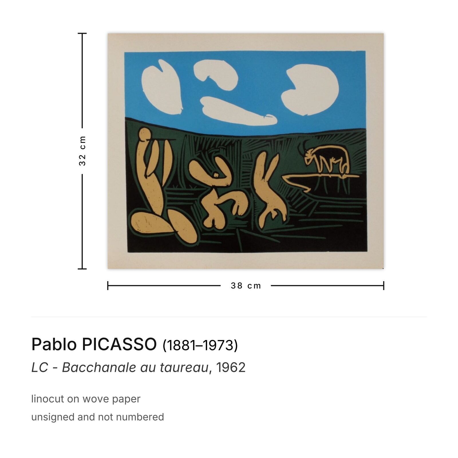 Pablo Picasso Linocut Lc   Bacchanale Au Taureau 1962 photo furniture