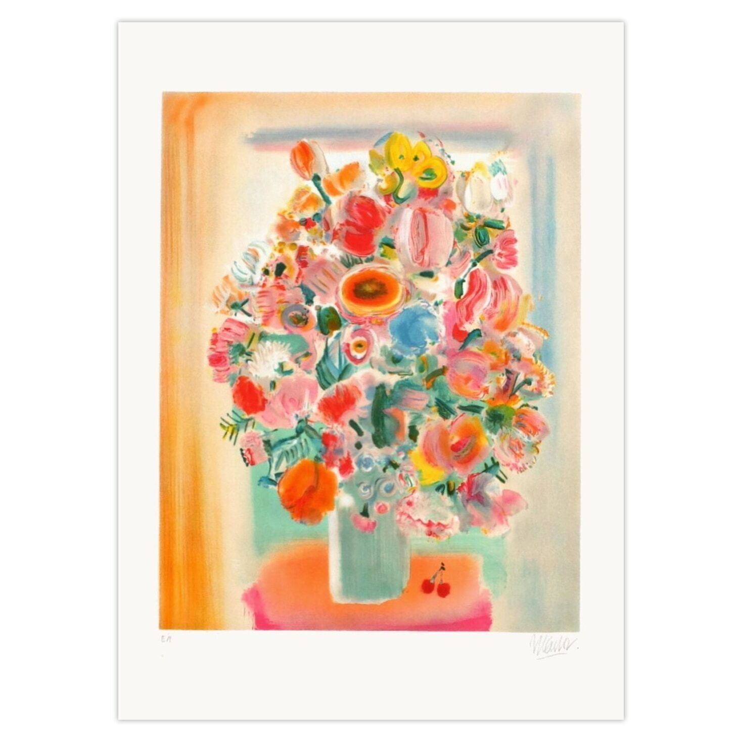Blasco Mentor Signed Lithograph Tulipes Et Anémones 1990