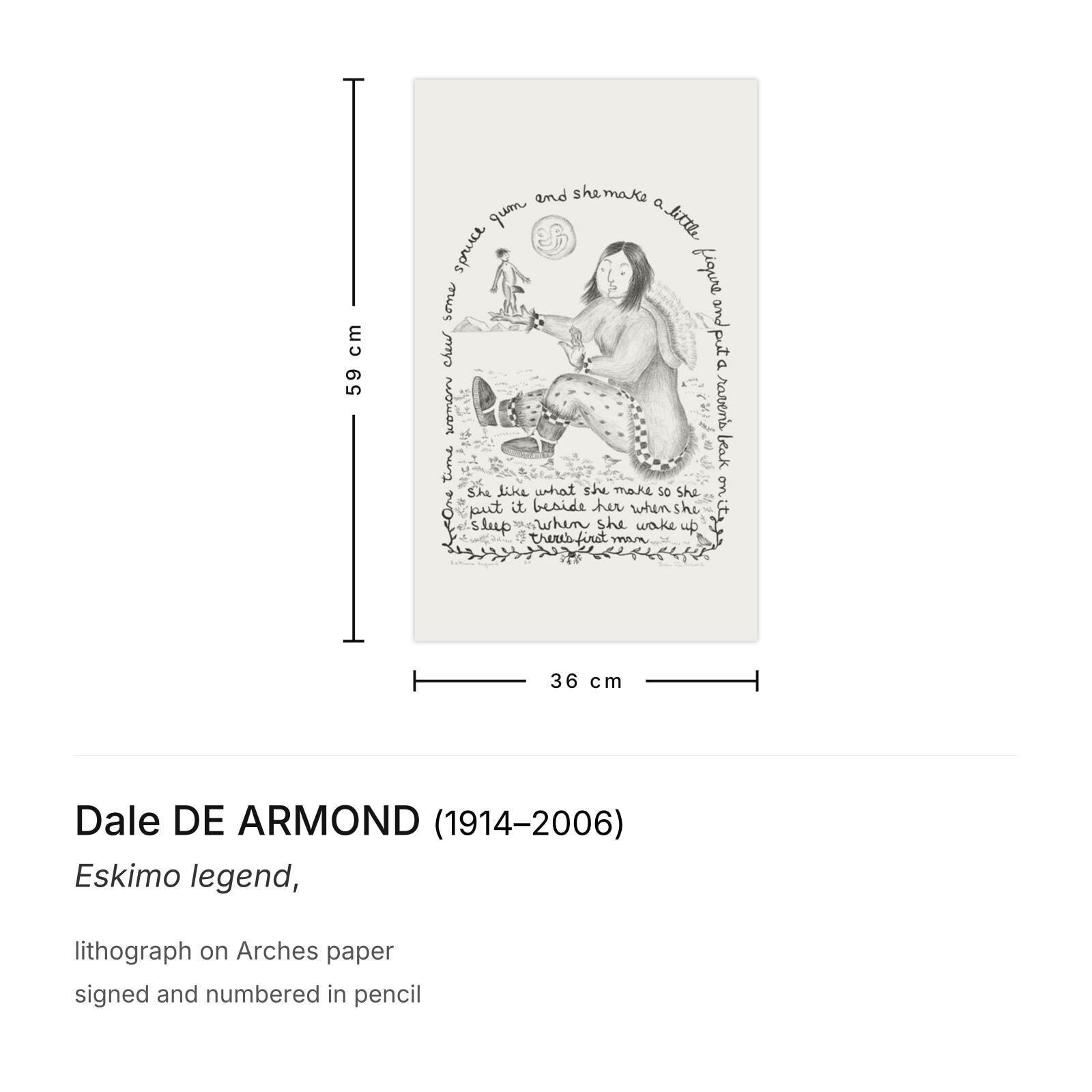 Dale De Armond Gesigneerde Lithografie Eskimo Legend photo furniture