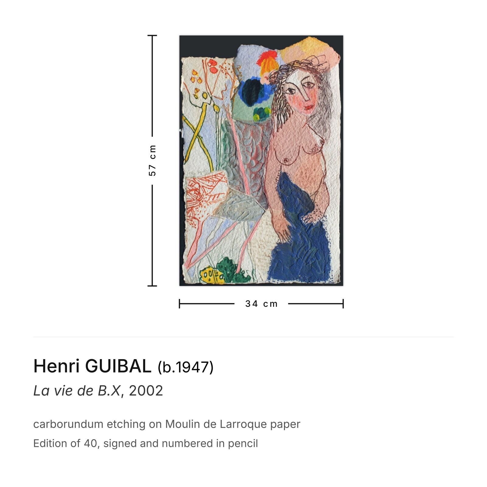 Henri Guibal Gesigneerde Carborundum Ets La Vie De B.X 2002 photo furniture