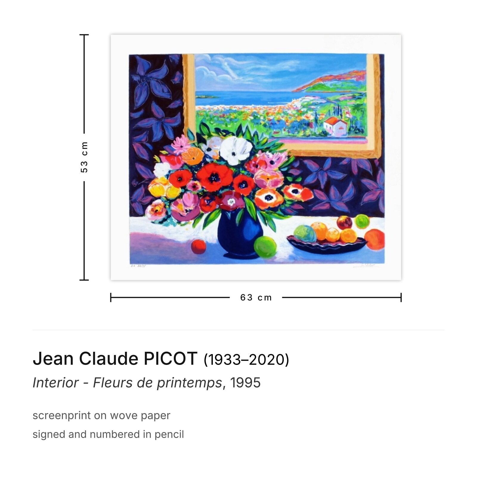 Jean Claude Picot Gesigneerde Zeefdruk Interieur Fleurs De Printemps 1995 photo furniture