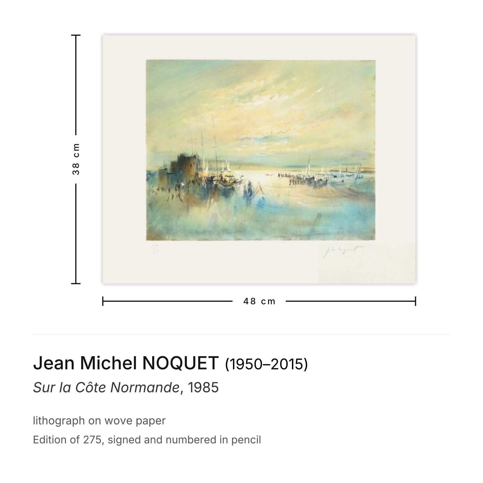 Jean Michel Noquet Gesigneerde Lithografie Sur La Côte Normande 1985 photo furniture