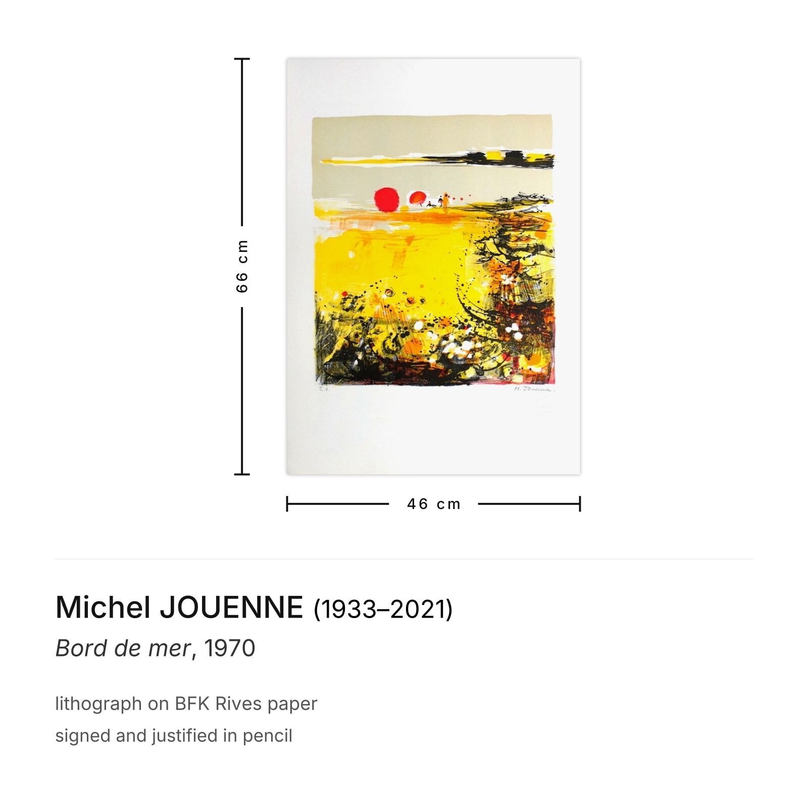 Michel Jouenne Gesigneerde Lithografie Bord De Mer 1970 photo furniture