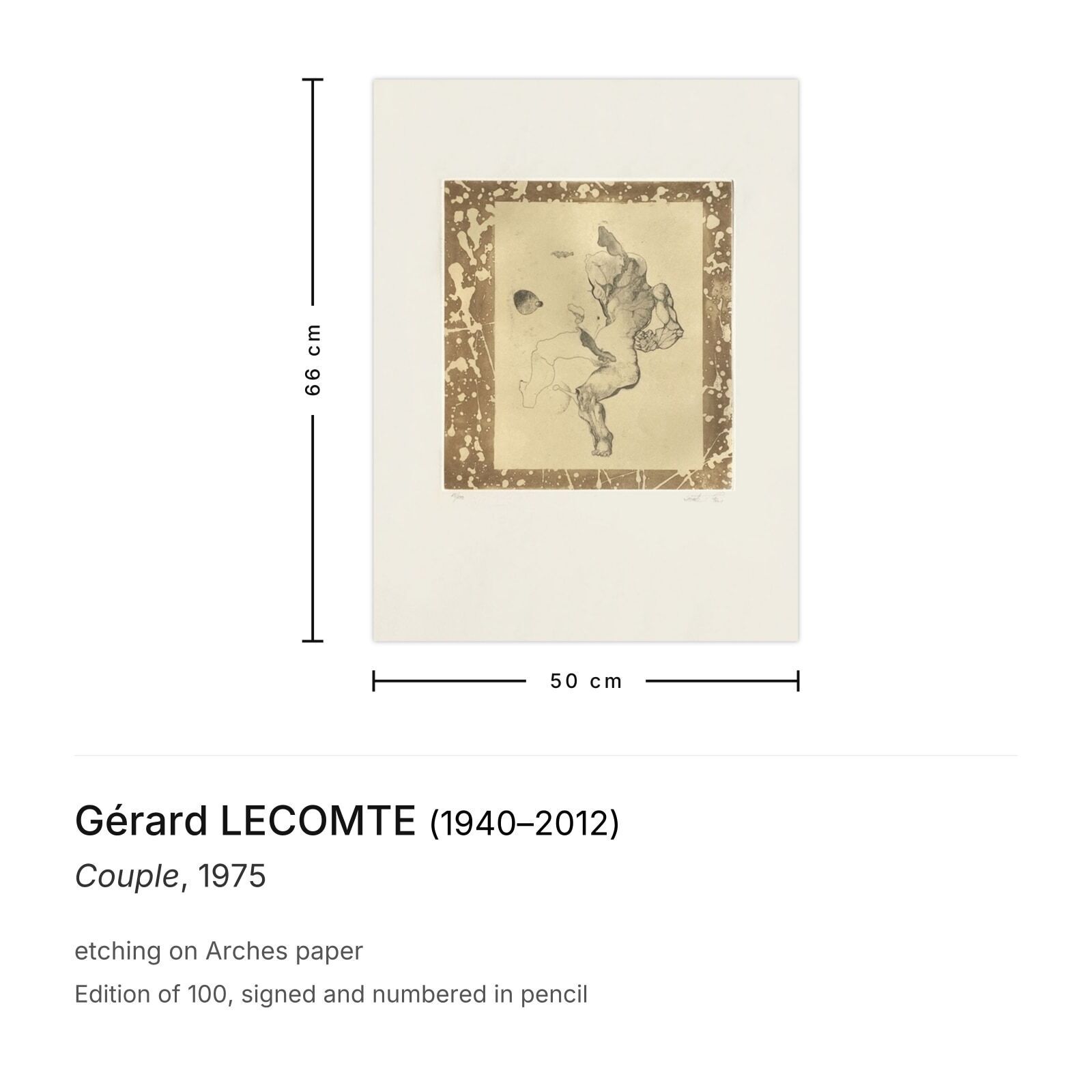 Gérard Lecomte Gesigneerde Ets Koppel 1975 photo furniture