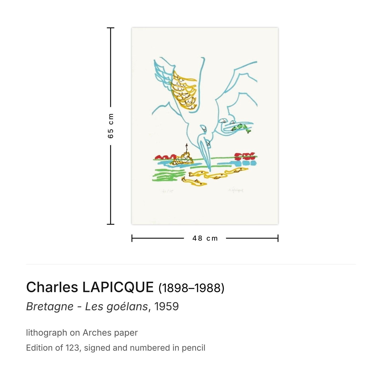 Charles Lapicque Gesigneerde Lithografie Bretagne   Les Goélans 1959 photo furniture