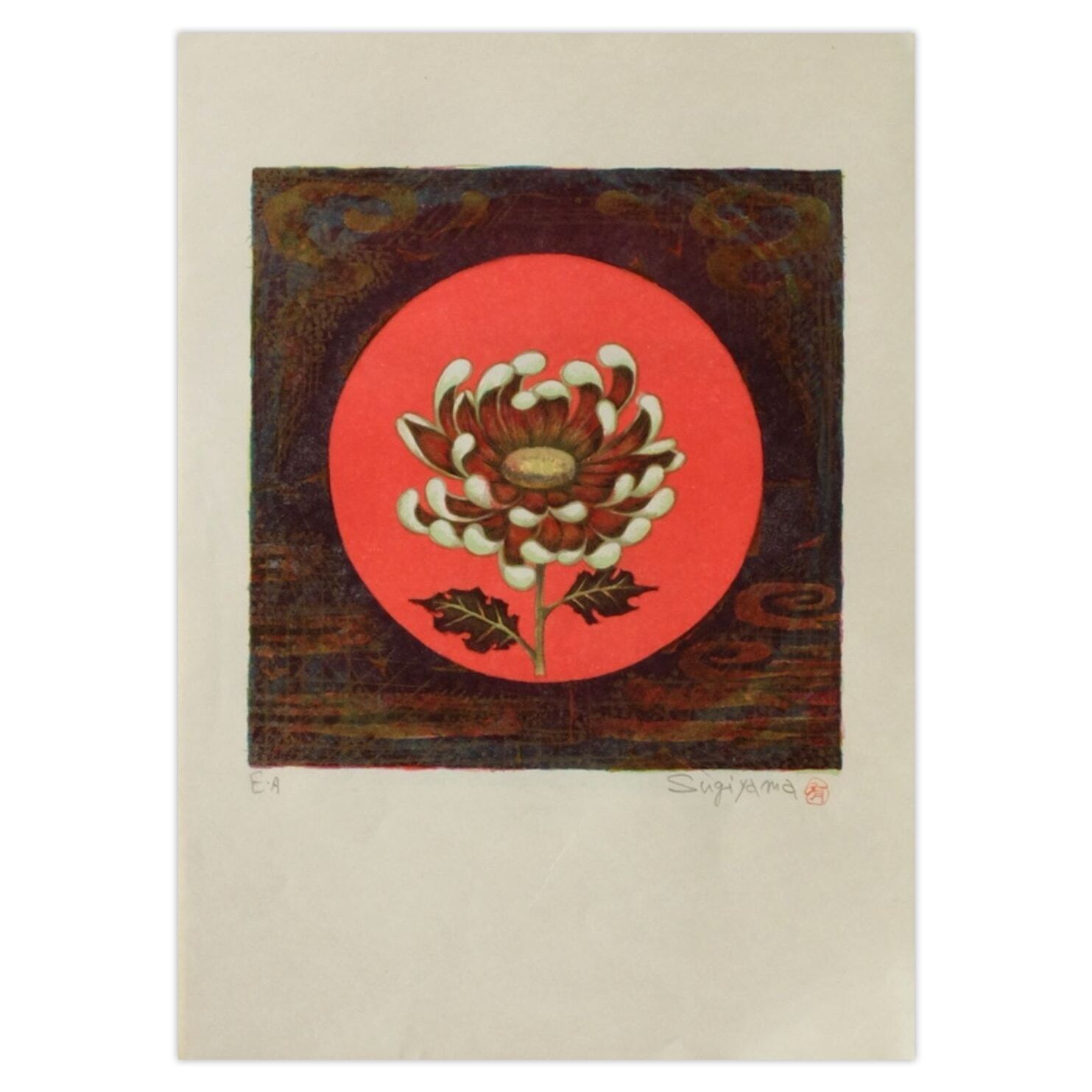 Yu Sugiyama Signed Lithograph Petite Fleur 1975