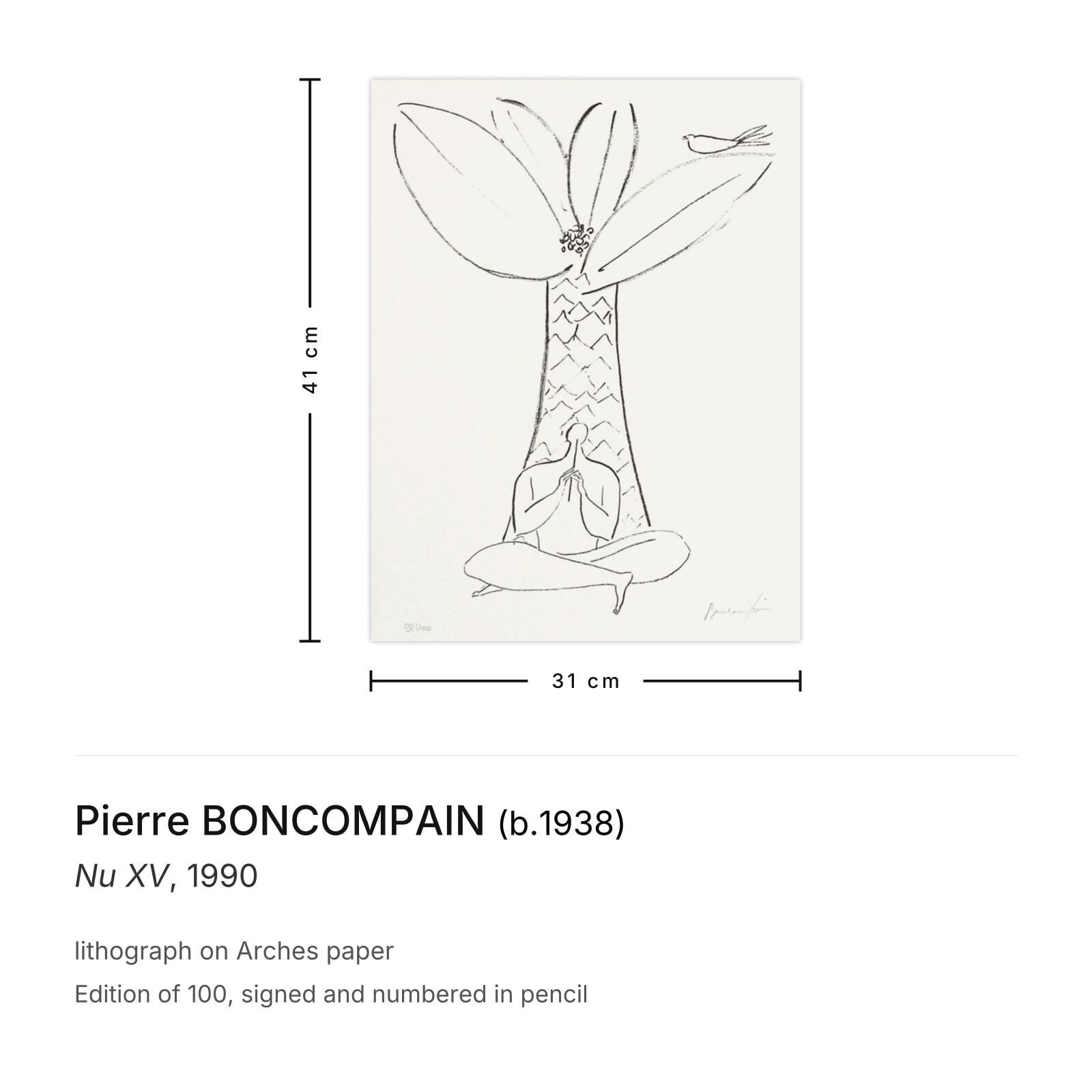 Pierre Boncompain Gesigneerde Lithografie Nu XV 1990 photo furniture