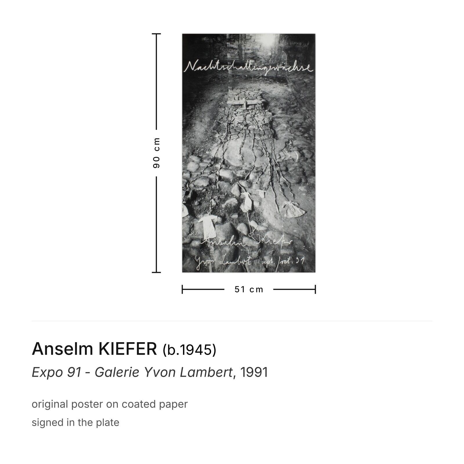 Anselm Kiefer Poster Expo 91   Galerie Yvon Lambert photo furniture