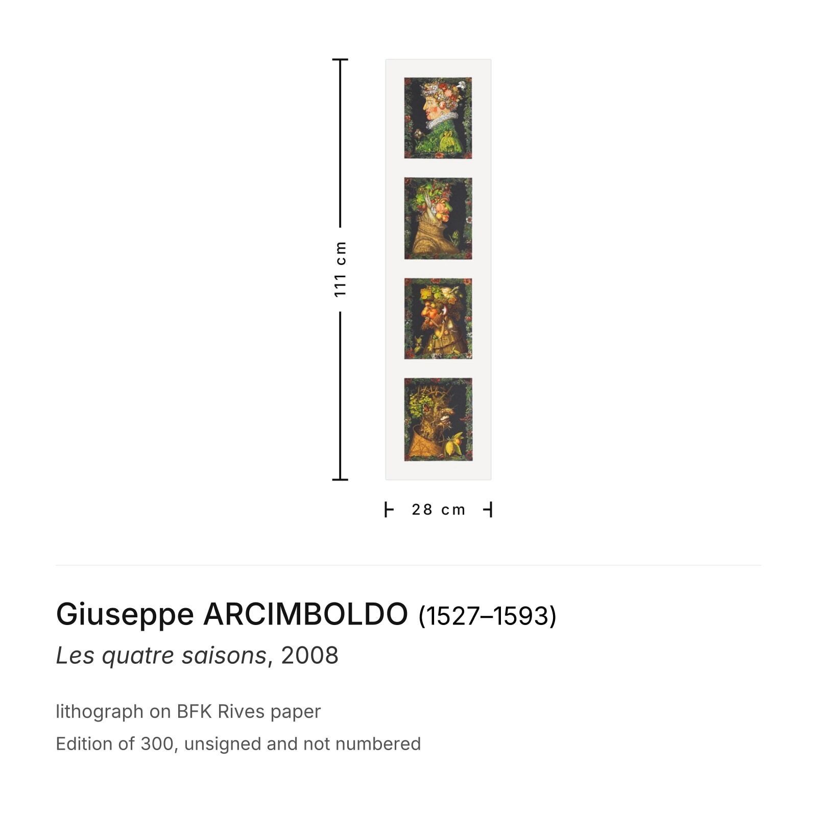 Giuseppe Arcimboldo Lithograph Les Quatre Saisons 2008 photo furniture