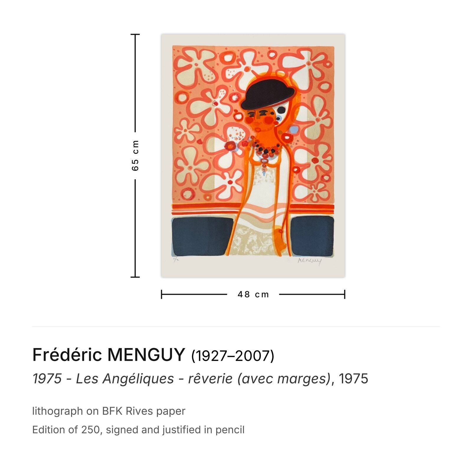 Frédéric Menguy Signed Lithograph 1975   Les Angéliques   Rêverie (Avec Marges) photo furniture
