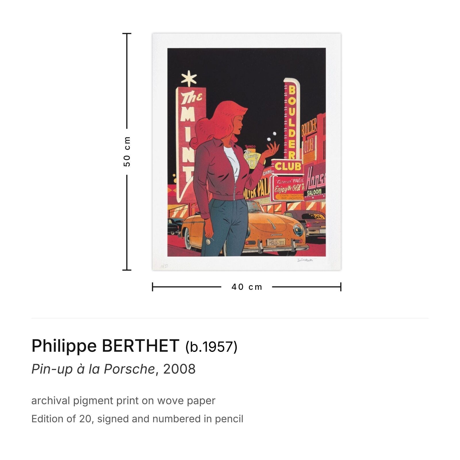 Philippe Berthet Gesigneerde Archival Pigment Print Pin Up à La Porsche 2008 photo furniture
