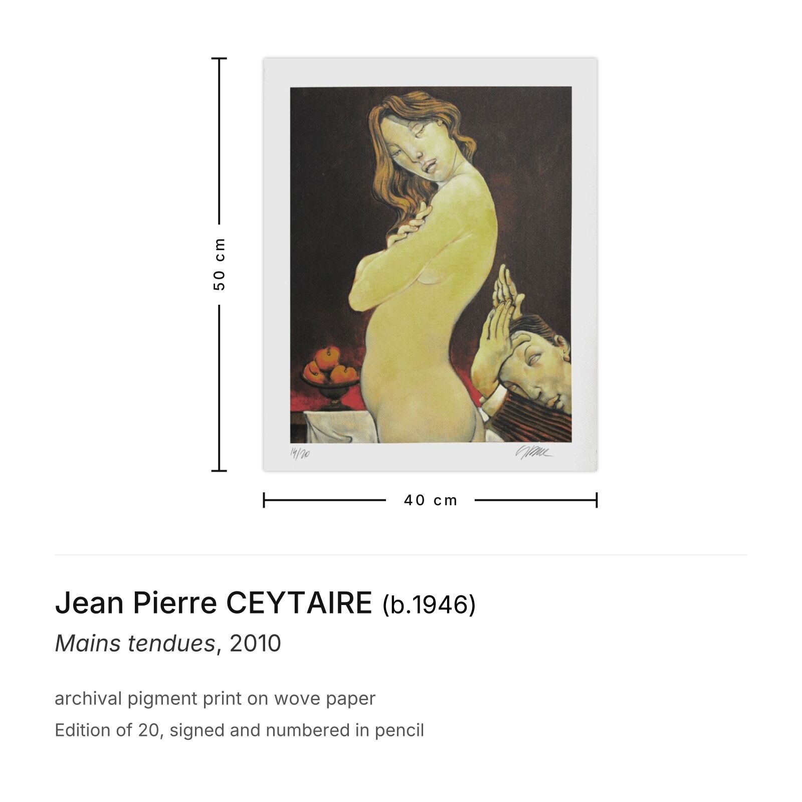 Jean Pierre Ceytaire Gesigneerde Archival Pigment Print Mains Tendues 2010 photo furniture