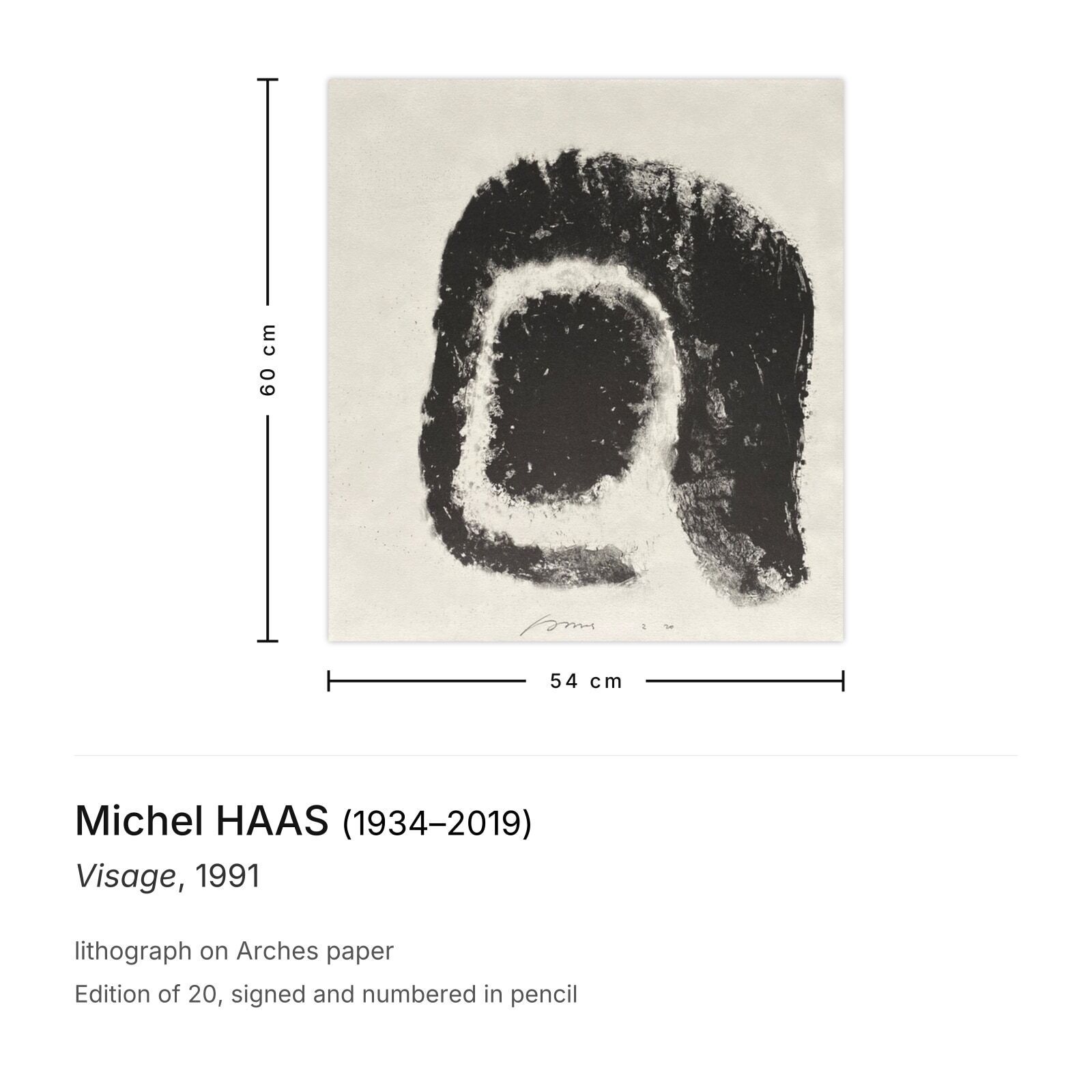 Michel Haas Signed Lithograph Visage 1991 photo furniture