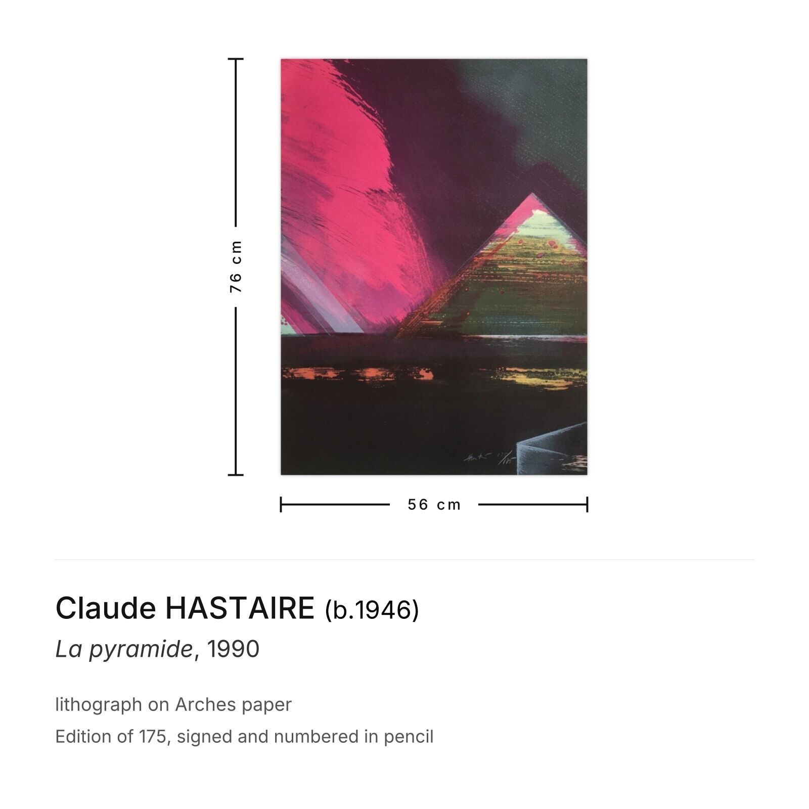 Claude Hastaire Gesigneerde Lithografie La Pyramide 1990 photo furniture