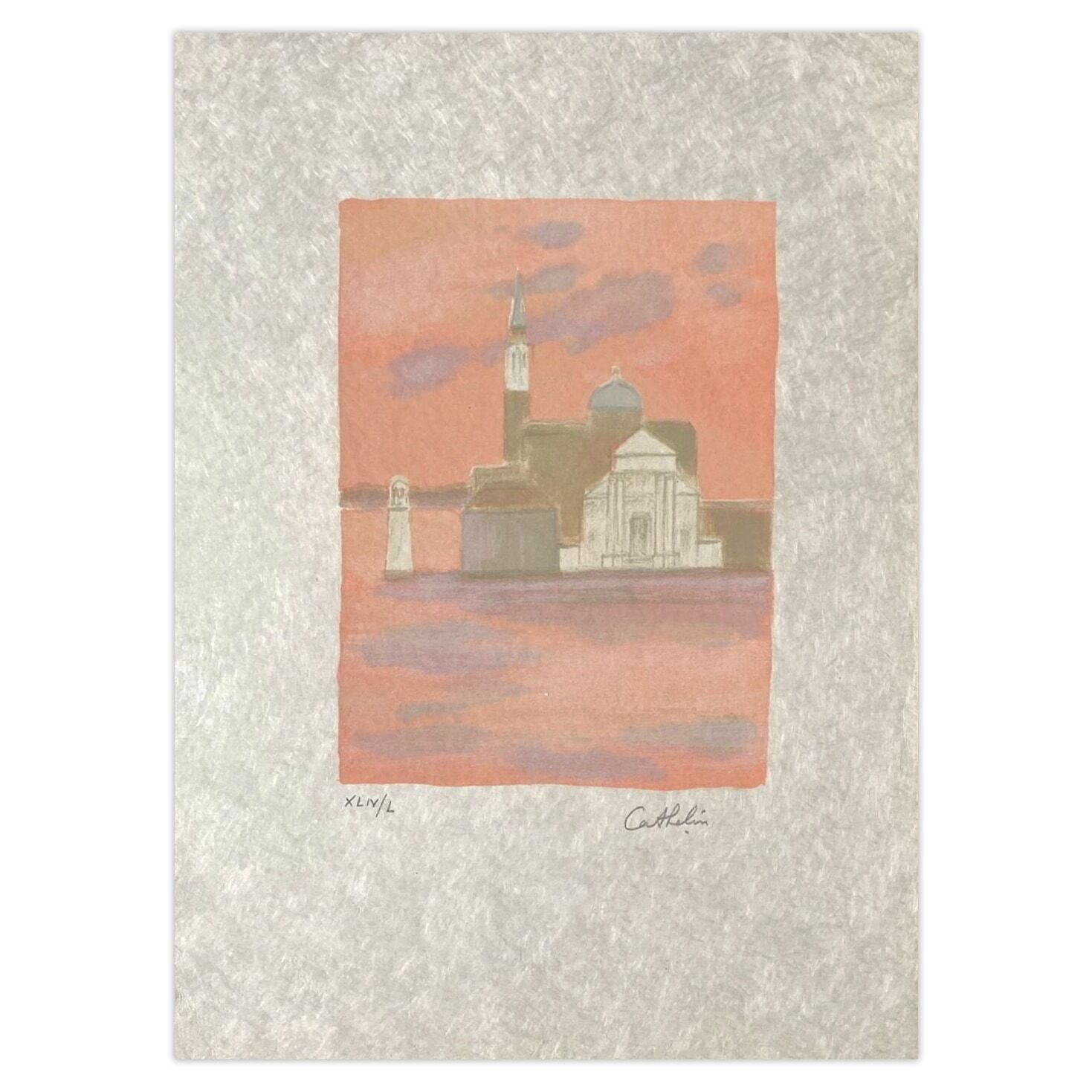 Bernard Cathelin Gesigneerde Lithografie L'ile De San Giorgio Au Matin 1983