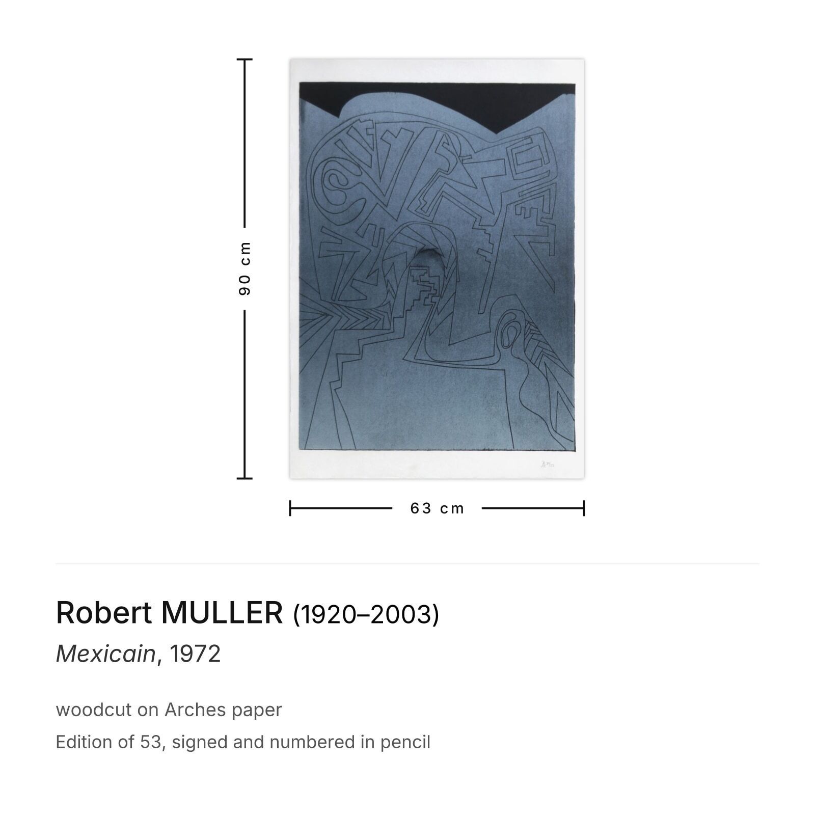 Robert Muller Gesigneerde Houtsnede Mexicain 1972 photo furniture